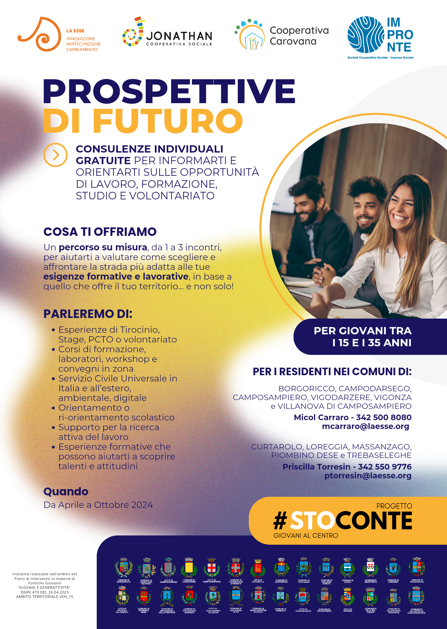 Progetto futuro: consulenze individuali gratuite per giovani da 15 a 35 anni sulle opportunità di lavoro formazione, studio e volontariato | Progetto #StoConTe