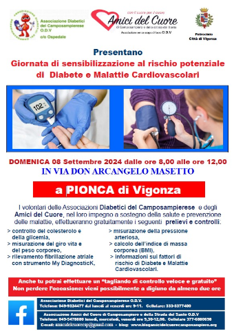 Giornata di sensibilizzazione al rischio potenziale di Diabete e Malattie Cardiovascolari